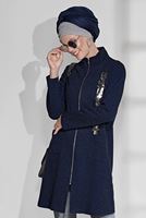 Tesettür giyim LACİVERT PAYET İŞLEMELİ CEPLİ TUNİK  4865 