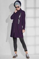 Tesettür giyim MÜRDÜM PAYET İŞLEMELİ CEPLİ TUNİK  4865 