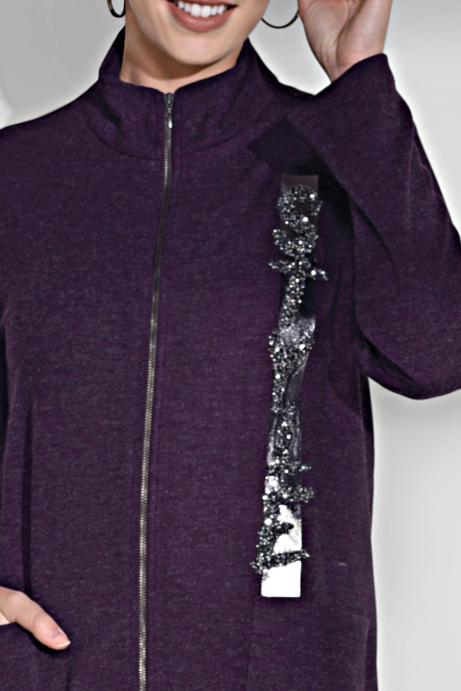 Tesettür giyim MÜRDÜM PAYET İŞLEMELİ CEPLİ TUNİK  4865 