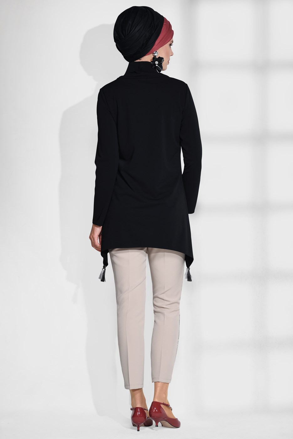 Tesettür giyim SİYAH DEGAJE YAKA TUNİK 4866