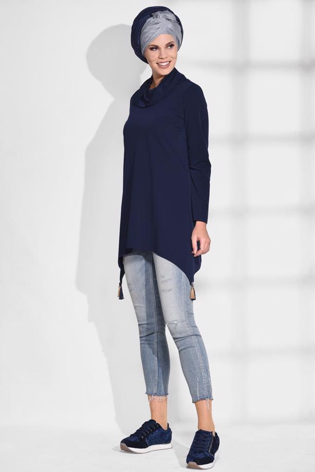 Tesettür giyim  DEGAJE YAKA TUNİK 4866  - TRENDTESETTÜR