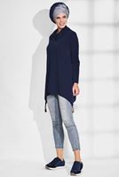 Tesettür giyim LACİVERT DEGAJE YAKA TUNİK 4866 