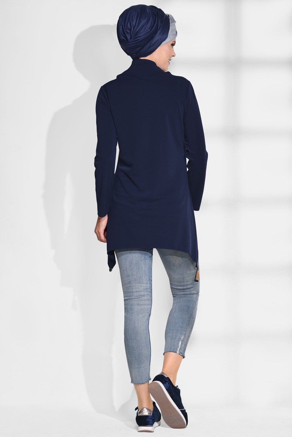 Tesettür giyim LACİVERT DEGAJE YAKA TUNİK 4866 