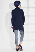 Tesettür giyim LACİVERT DEGAJE YAKA TUNİK 4866 