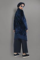 Tesettür giyim LACİVERT TAŞ BASKILI KADİFE TUNİK 4868 