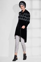 Tesettür giyim SİYAH ŞAL YAKA DANTEL DETAYLI TUNİK 4870