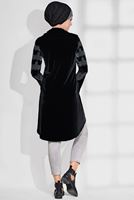 Tesettür giyim SİYAH ŞAL YAKA DANTEL DETAYLI TUNİK 4870