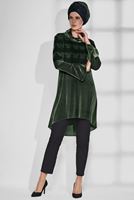 Tesettür giyim HAKİ ŞAL YAKA DANTEL DETAYLI TUNİK 4870