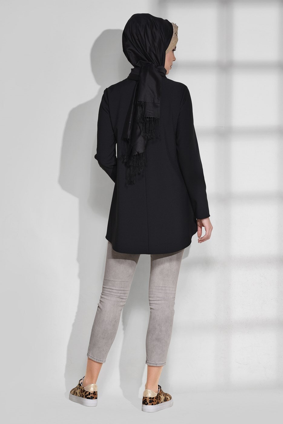 Tesettür giyim SİYAH CEP DETAYLI TUNİK 4871 