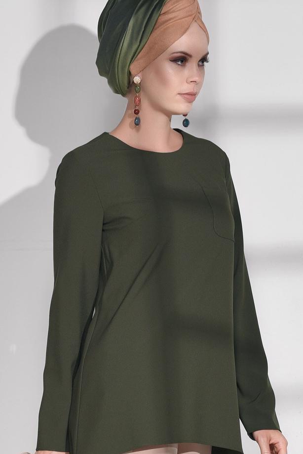 Tesettür giyim  CEP DETAYLI TUNİK 4871  - TRENDTESETTÜR