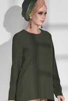 Tesettür giyim HAKİ CEP DETAYLI TUNİK 4871 