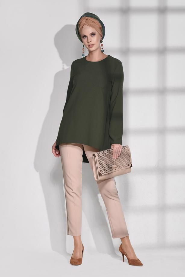 Tesettür giyim  CEP DETAYLI TUNİK 4871  - TRENDTESETTÜR