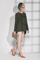 Tesettür giyim HAKİ CEP DETAYLI TUNİK 4871 