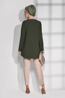 Tesettür giyim HAKİ CEP DETAYLI TUNİK 4871 