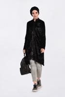 Tesettür giyim SİYAH HAKİM YAKA FERMUARLI KADİFE EŞOFMAN TUNİK 4872