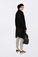 Tesettür giyim SİYAH HAKİM YAKA FERMUARLI KADİFE EŞOFMAN TUNİK 4872