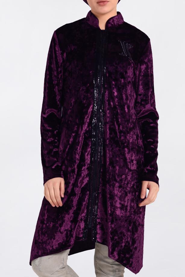Vêtements hijab PRUNE TUNIQUE EN VELOURS À COL MAO 4872   - TRENDTESETTÜR