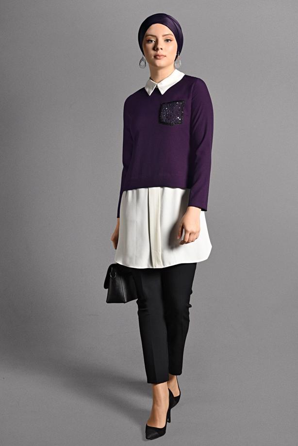 Tesettür giyim  İKİLİ GÖRÜNÜMLÜ TUNİK 4907  - TRENDTESETTÜR