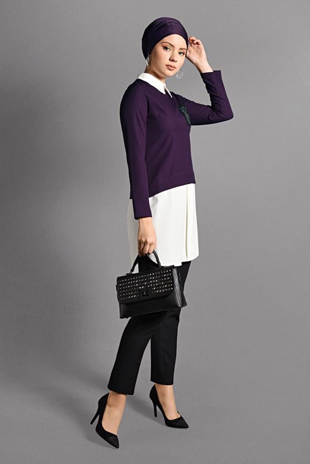 Tesettür giyim  İKİLİ GÖRÜNÜMLÜ TUNİK 4907  - TRENDTESETTÜR