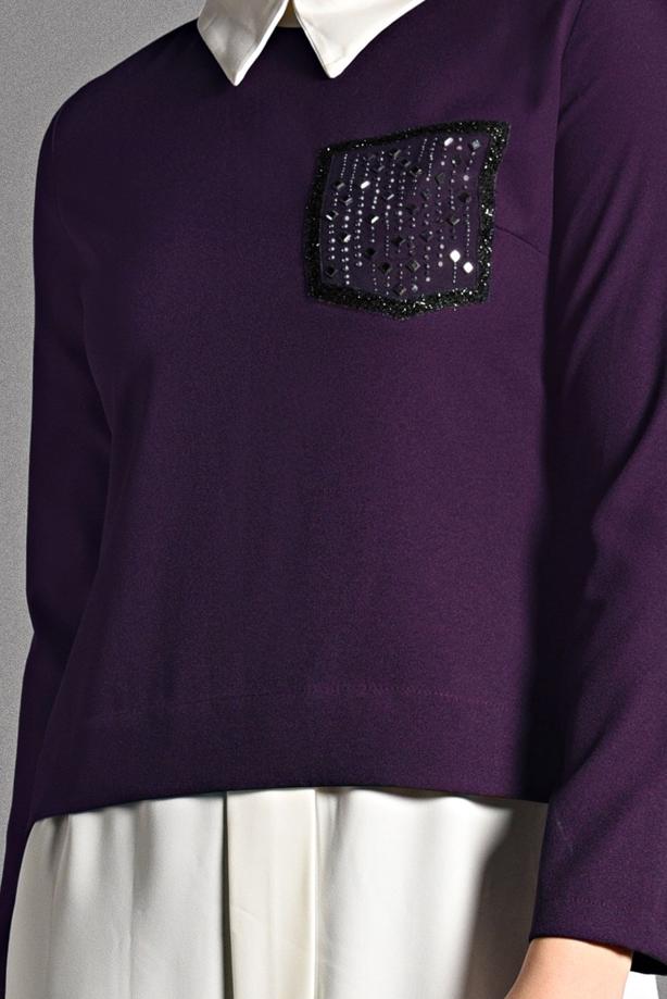 Tesettür giyim  İKİLİ GÖRÜNÜMLÜ TUNİK 4907  - TRENDTESETTÜR