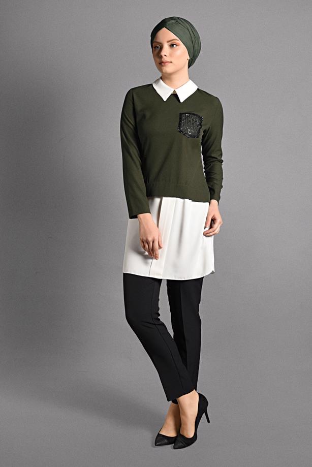 Tesettür giyim  İKİLİ GÖRÜNÜMLÜ TUNİK 4907  - TRENDTESETTÜR