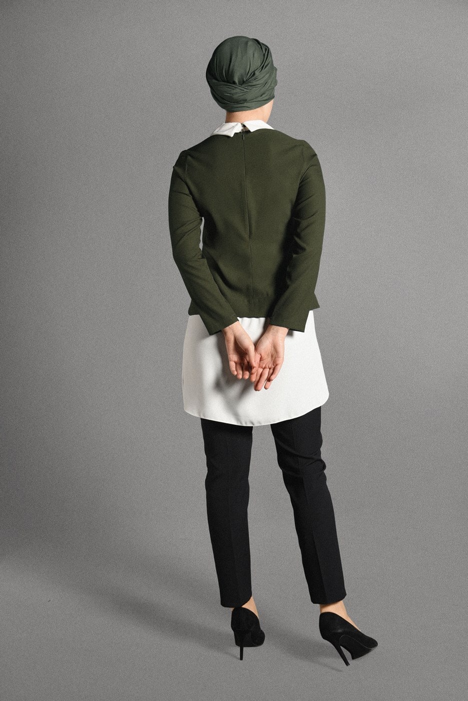 Tesettür giyim HAKİ İKİLİ GÖRÜNÜMLÜ TUNİK 4907 