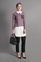 Tesettür giyim PUDRA İKİLİ GÖRÜNÜMLÜ TUNİK 4907 