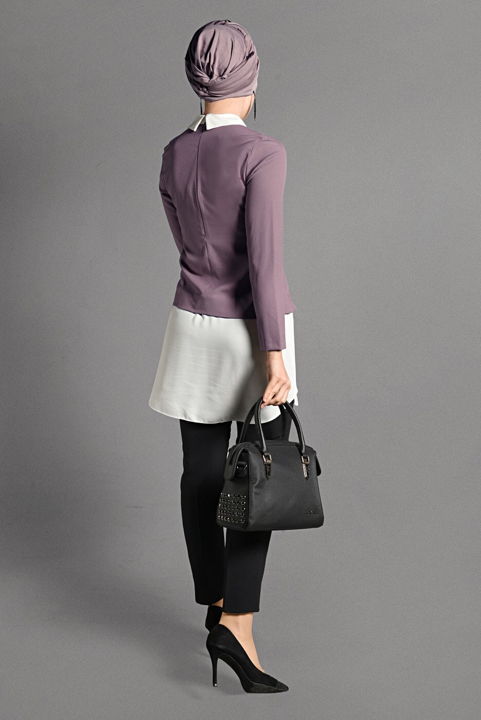 Tesettür giyim PUDRA İKİLİ GÖRÜNÜMLÜ TUNİK 4907 