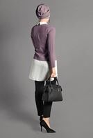 Tesettür giyim PUDRA İKİLİ GÖRÜNÜMLÜ TUNİK 4907 