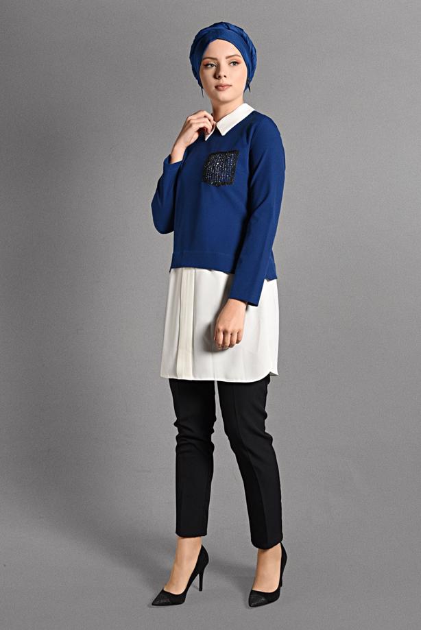 Tesettür giyim  İKİLİ GÖRÜNÜMLÜ TUNİK 4907  - TRENDTESETTÜR