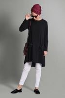 Hijab clothing BLACK GROMMET DETAILED TUNIC 4988 