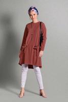 Vêtements hijab BRUN TUNIQUE À ŒILLETS 4988 