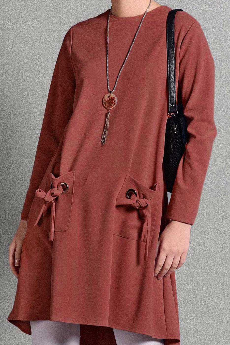 Vêtements hijab BRUN TUNIQUE À ŒILLETS 4988 