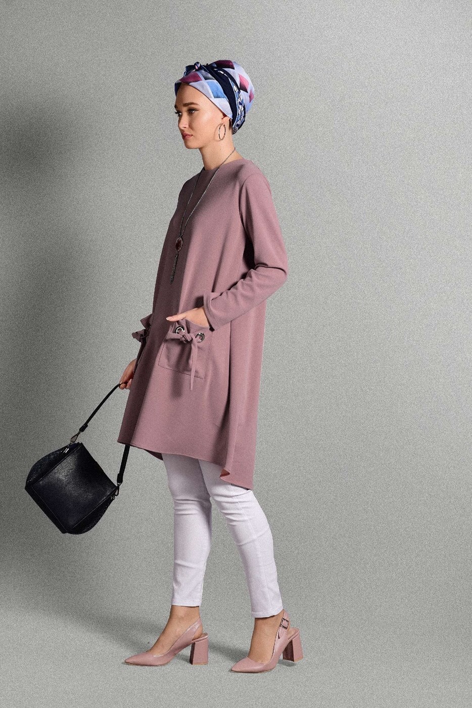 Vêtements hijab POUDRE TUNIQUE À ŒILLETS 4988 