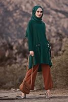 Tesettür giyim YEŞİL CEPLİ KUŞGÖZÜ DETAYLI TUNİK 4988