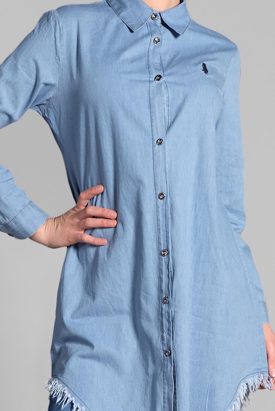 Vêtements hijab BLEU TUNIQUE À FRANGES 5002 