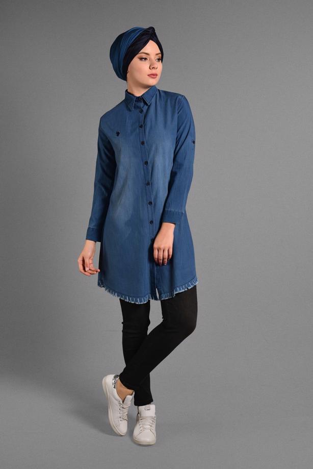 Vêtements hijab  FRINGE DETAILED TUNIC 5002  - TRENDTESETTÜR
