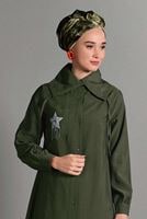 Tesettür giyim HAKİ YILDIZ ARMALI TUNİK 5012