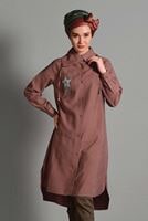 Tesettür giyim KAHVE YILDIZ ARMALI TUNİK 5012