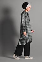 Tesettür giyim GRİ EKOSE DESENLİ TUNİK 7406 