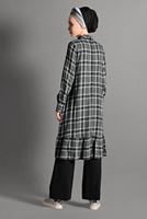 Tesettür giyim GRİ EKOSE DESENLİ TUNİK 7406 