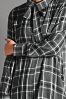 Tesettür giyim GRİ EKOSE DESENLİ TUNİK 7406 