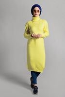 Tesettür giyim SARI BALIKÇI YAKA TRİKO TUNİK 8407