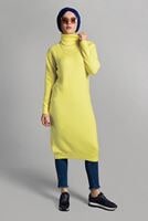 Tesettür giyim SARI BALIKÇI YAKA TRİKO TUNİK 8407