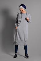 Tesettür giyim GRİ KAPÜŞONLU FERMUAR DETAYLI TUNİK 8918 