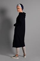 Tesettür giyim LACİVERT KAPÜŞONLU FERMUAR DETAYLI TUNİK 8918 