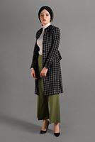 Hijab clothing BLACK MANDARIN COLLAR TRENCH-COAT 4008 