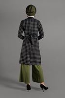 Hijab clothing BLACK MANDARIN COLLAR TRENCH-COAT 4008 