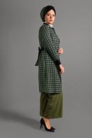 Hijab clothing KHAKI MANDARIN COLLAR TRENCH-COAT 4008 