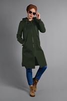 Tesettür giyim HAKİ KAPÜŞONLU PELUŞ ASTARLI TRENÇKOT  41471